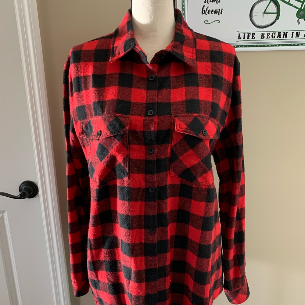 Sz XL Buffalo plaid red/black flannel shirt